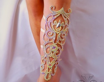 Rhinestones leg bracelet by Amalia Design, crystal ballroom dance bracelet, bellydance leg bracelet, indian leg bracelet, indian leg jewelry