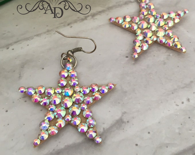Little stars earrings by Amalia Design, ballroom earrings, bellydance earrings, party earrings, ballroom dance earrings, show earrings