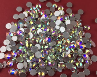 Glass premium rhinestones, non-hot fix rhinestones, ab color rhinestones, ab crystal rhinestones, flat back rhinestone crystal, ab color