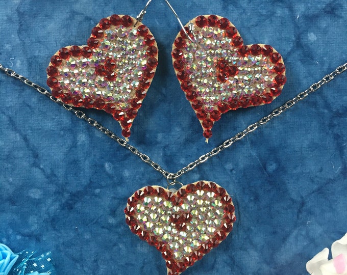 Set of jewelry "Shimmering heart", dance set,  ballroom set, bellydance set, present Valentine's Day,jewelry gift, gift for Valentine's Day,