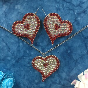 Set of jewelry &quot;Shimmering heart&quot;, dance set,  ballroom set, bellydance set, present Valentine&#39;s Day,jewelry gift, gift for Valentine&#39;s Day,