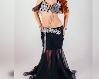 Bellydance costume "Moonlight" by AMALIA DESIGN, belly dance outfit, bellydance dress, oriental costume, raks sharki costume, bellydace suit