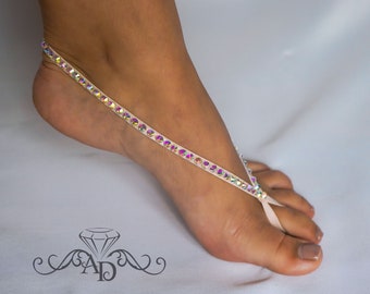 Rhinestone foot jewelry by Amalia Design, dance foot jewelry, ballroom ankle bracelets, belly dance anklet, ballroom belly dance jewelry