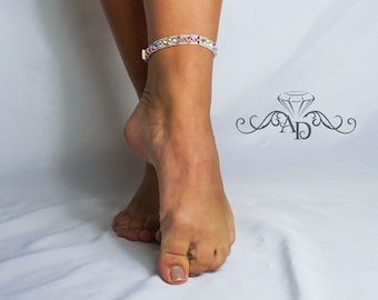 Elegant ankle bracelet by Amalia Design, ballroom dance ankle bracelet, belly dancing anklet, ballroom dance leg jewelry, anklet