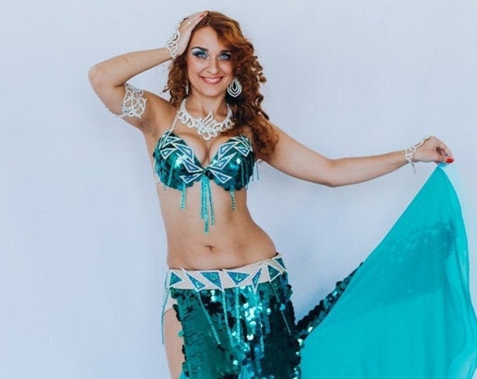 Bellydance costume MADE TO ORDER "Bright mood", belly dance outfit, bellydance dress, oriental costume, sequined belly dance costume