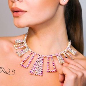 Collar de cristal de Amalia Design, joyería de baile de salón, collar de baile de salón, joyería para danza del vientre, collar de diamantes de imitación, accesorios de baile de salón