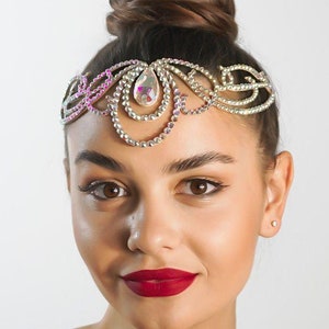 Ab crystal headpiece, belly dance accessories, dance hair jewelry, hairpiece jewelry, crystal headpiece