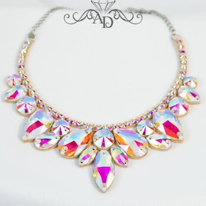 Collar de cristal de Amalia Design, collar de diamantes de imitación, joyería para danza del vientre, joyería de diseño de Amalia, joyería para baile de salón, collar de baile