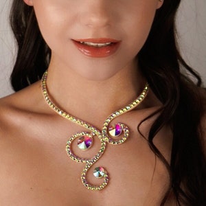 Rhinestones dance necklace by Amalia Design, ballroom necklace, belly dance necklace, rhinestone necklace, ballroom jewelry, latin necklace
