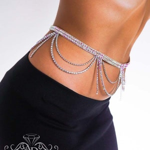 Crystal belt with rhinestones chain, jewelry chain, ballroom waist belt, dance waist chain, ballroom jewelry, rhinestone belt, ballroom belt