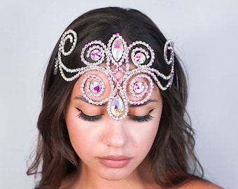 Rhinestone wire tiara for dance, dancer’s crystal tiara, rhinestone headdress, rhinestone dance diadem, lightweight rhinestone headpiece