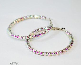 Hoop latin dance earrings, ballroom dance earrings, ballroom earrings, hoop rhinestone earrings, ballroom dance jewelry, ballroom hoop