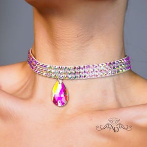 Choker für Bauchtanz von Amalia Design, Choker für Bauchtanz, Choker mit Kristallsteinen, Choker für Gesellschaftstanz, handgemachtes Choker für Wettbewerbe