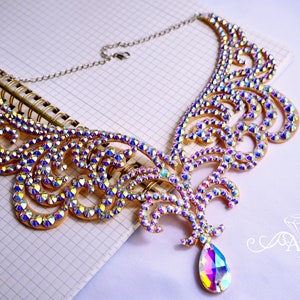 Collar de cristal elegante, collar de salón, joyería de bailarina del vientre, collar de danza del vientre, collar de joyería de salón, joyería de baile de salón