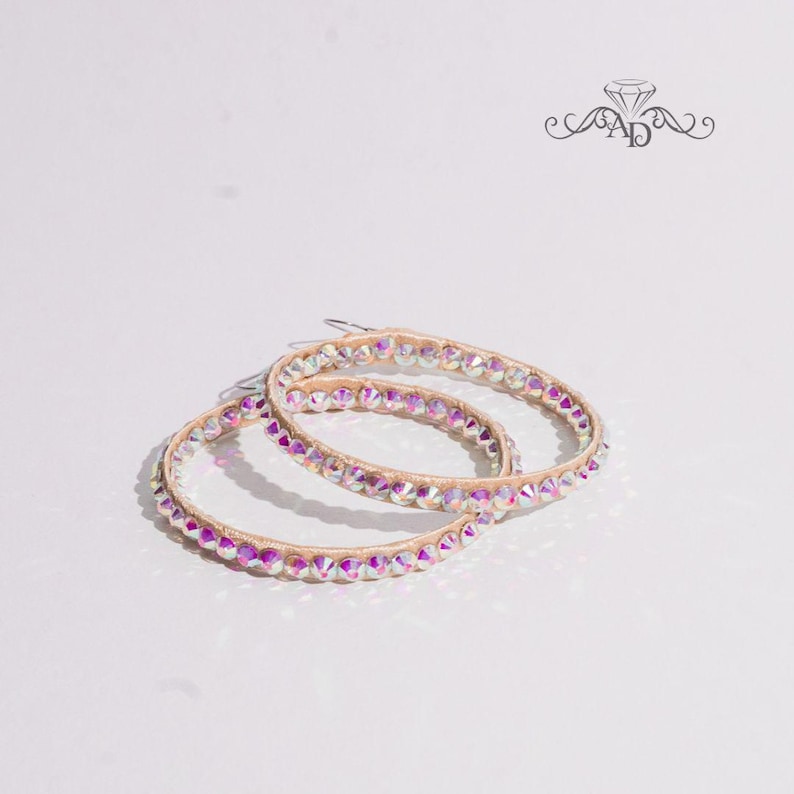 Dance hoop earrings, lightweight hoop earrings, ballroom dance earrings, rhinestone hoop earrings, ballroom dance jewelry, crystal earrings image 4