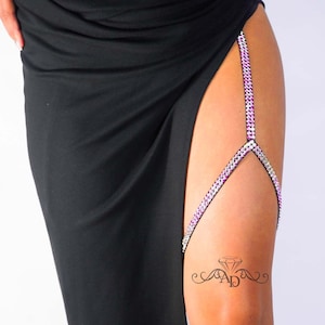 Crystal thigh garter, body jewelry lingerie, rhinestone thigh garter, crystal leg garters, rhinestone leg jewelry, bellydance thigh garter