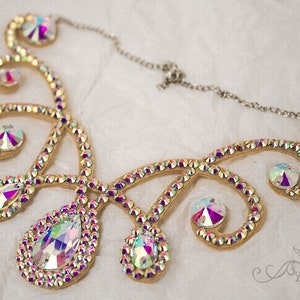 Collar de cristal de Amalia Design, joyería de salón, collar de salón, joyería de danza del vientre, collar de diamantes de imitación, collar de baile de salón