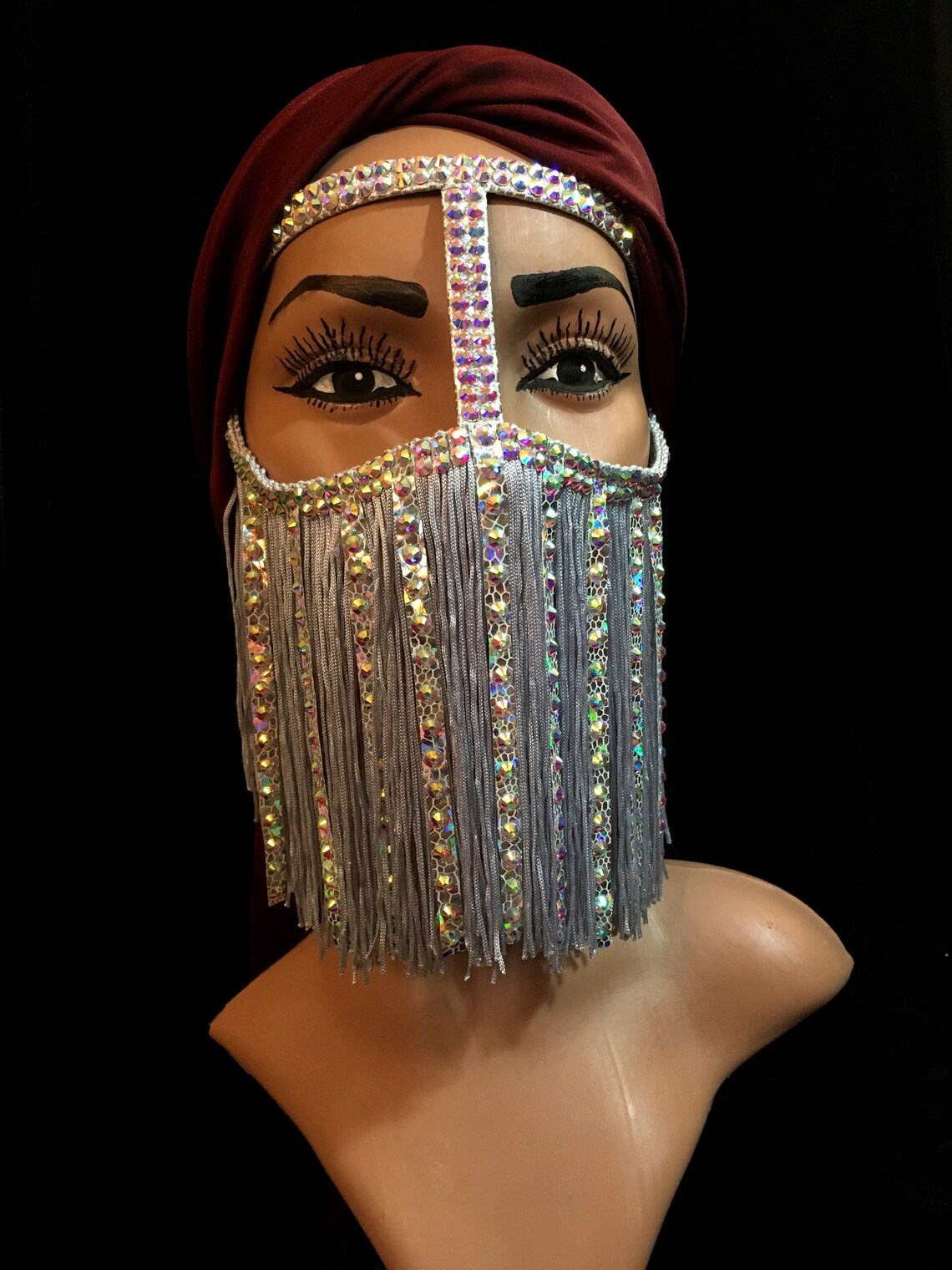 Fringe Face Mask Silver Girls Mask Face Chain Jewelry Etsy
