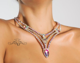 Cute necklace by Amalia Design, belly dance necklace, ballroom necklace, rhinestone necklace, child necklace, children jewelry, child dance