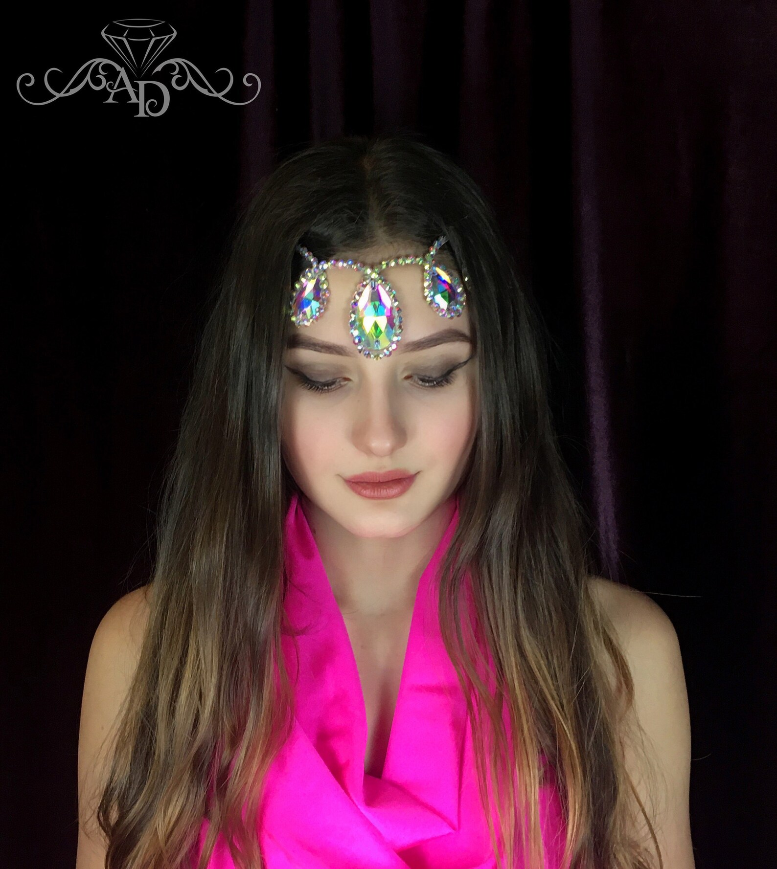 Rhinestone Headpiece by Amalia Design Burlesque Headpiece Etsy