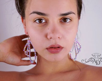 Wings earrings by Amalia Design, competition rhinestone earrings, dance costume accessory, ballroom dance earrings, latin dance earrings
