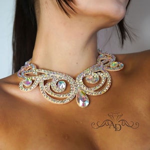 Collar de baile de Amalia Design, joyería para baile de salón, collar para danza del vientre, collar de salón, collar de diamantes de imitación, joyería para danza del vientre