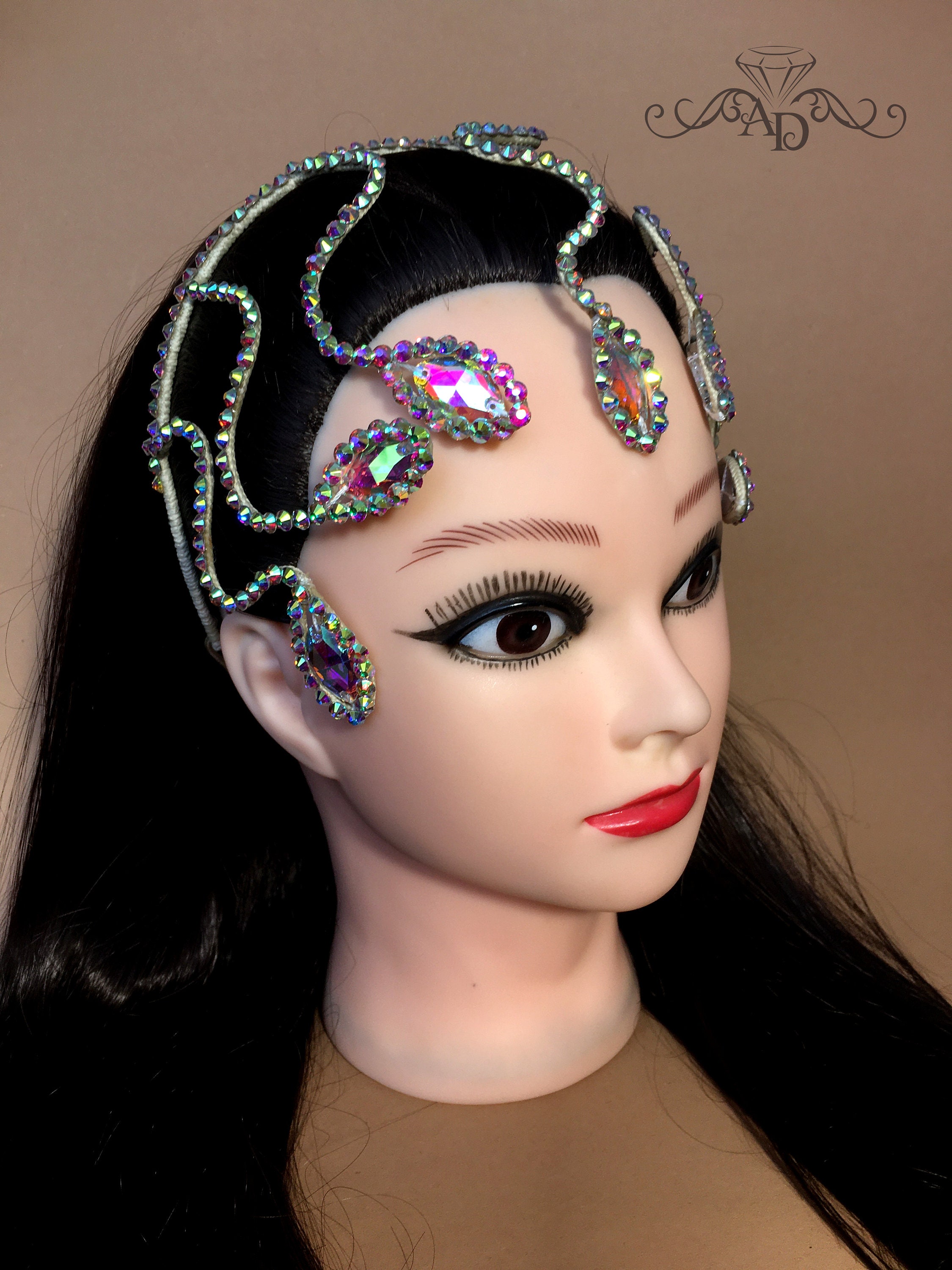 Head jewelry by Amalia Design, hair accessories, dance head jewelry