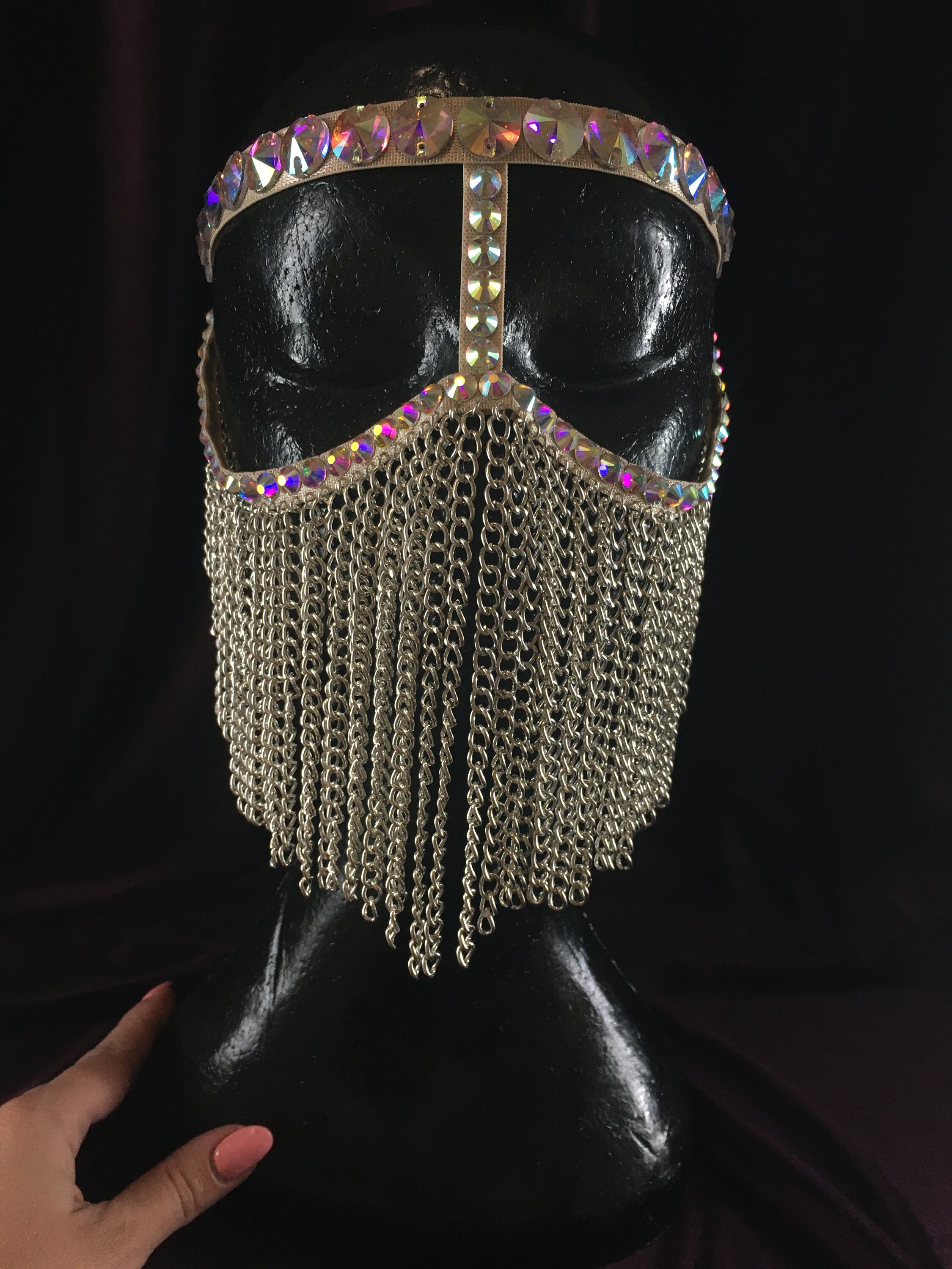 Handmade face mask hair face chain full face mask cute mask Etsy