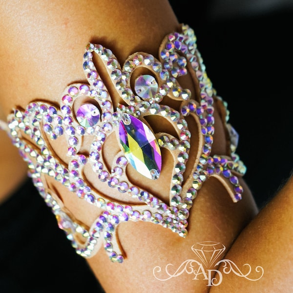 Brazalete de baile de Amalia Design, brazalete para brazo, brazalete para brazo, brazalete de cristal, brazalete de salón, brazalete para danza del vientre