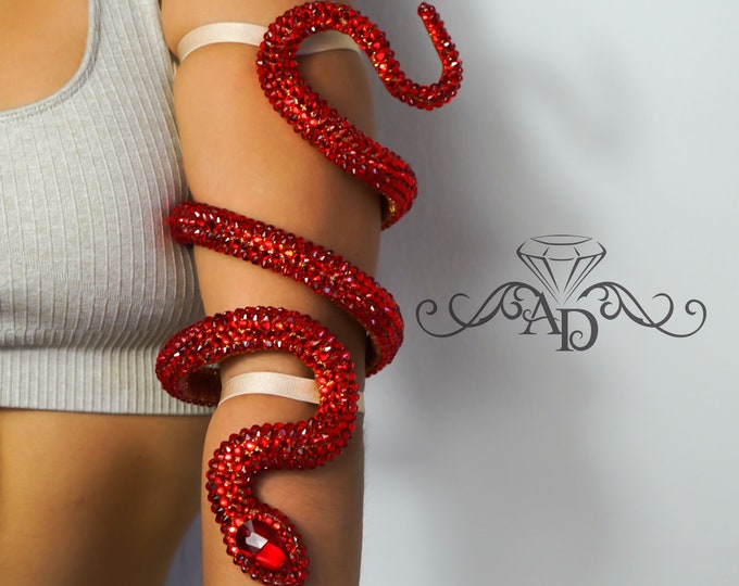 Snake arm bracelet, red snake bracelet, ballroom dance bracelet, bellydance jewelry, ballroom arm, bellydance arm bracelet, ballroom jewelry