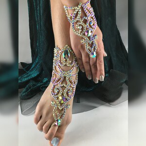 Jewelry set &quot;Debora&quot;, belly dance set,  ballroom set, jewelry set, hand ang leg bracelets set, sparkly jewelry set, jewelry gift, latin set