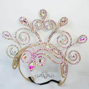 Crystal wireframe tiara, wire crystal crown, burlesque headpiece, cabaret crown, Burning Man festival crown, show girls headwear, samba