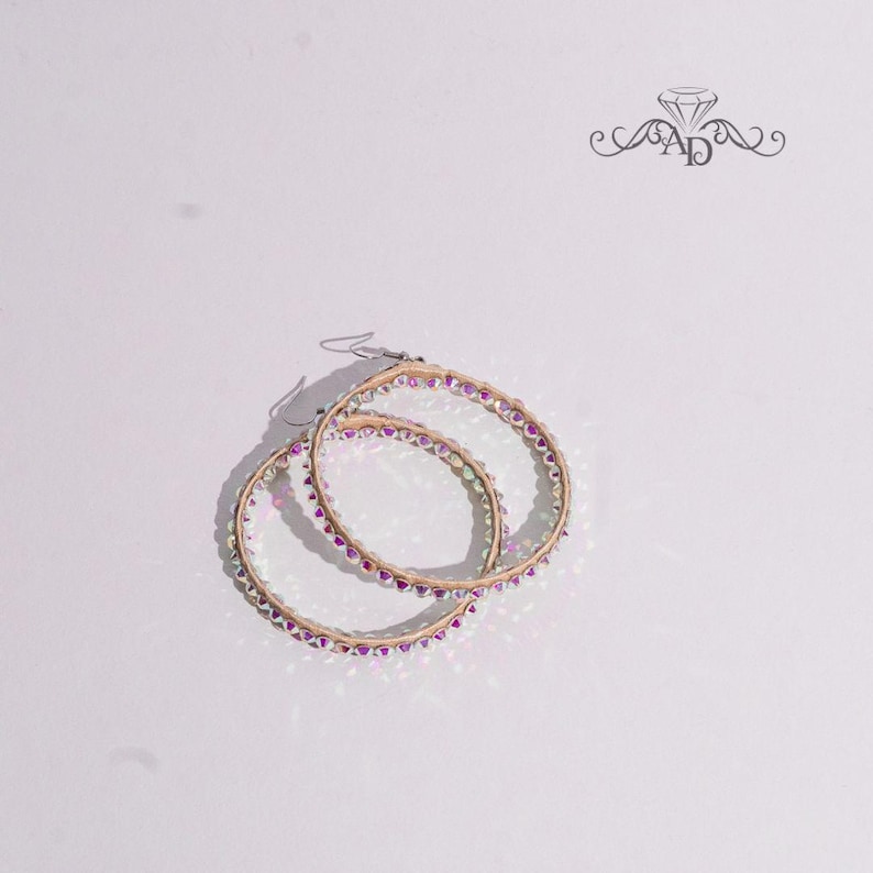 Dance hoop earrings, lightweight hoop earrings, ballroom dance earrings, rhinestone hoop earrings, ballroom dance jewelry, crystal earrings image 6