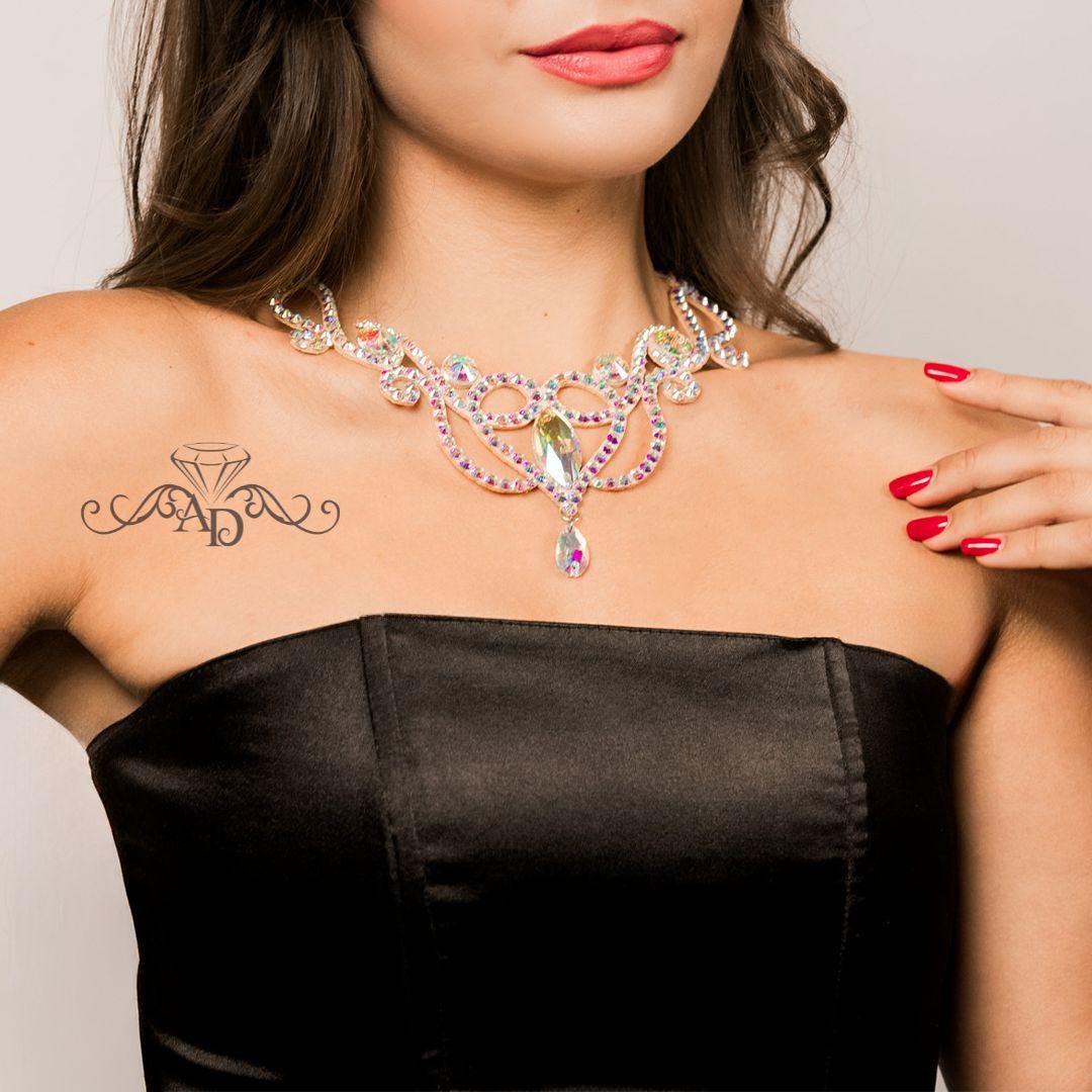 Collana girocollo romantica cristalli rosa antico e grigio