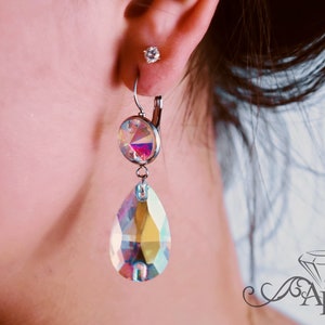 Sparkling earrings by Amalia Design,  bellydance earrings, crystal earrings, rhinestones earrings, ballroom dance earrings, felt earrings