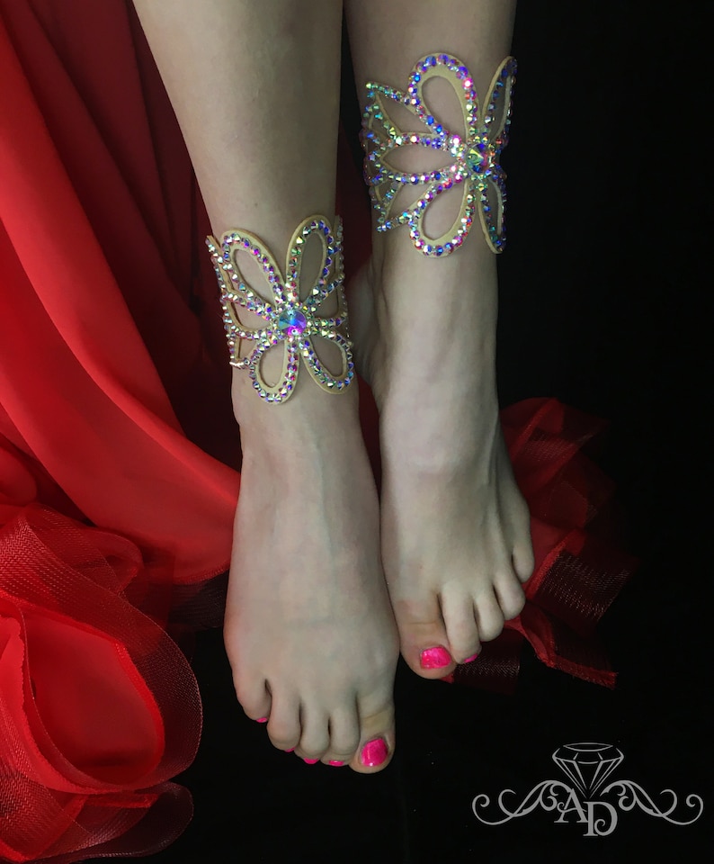 Crystal anklet by Amalia Design, belly dance jewelry, ballroom jewelry, dance anklet, rhinestones anklet, ankle cuff, crystal ankle bracelet image 5