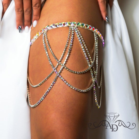 קנו ערכות תכשיטים | Boho Coin Silver Color Thigh Leg Chain Waist Thigh Sexy  Body Chains Belly Necklace Bracelet on the Leg Accessories Women Jewelry