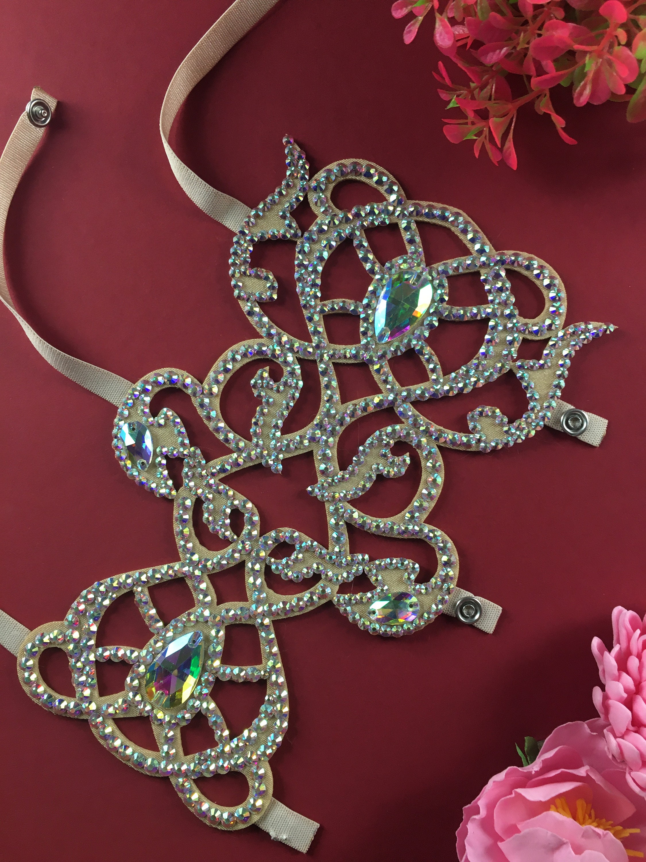 Bracciale per gambe da danza del ventre, gioielli per gambe con strass, braccialetto per gambe da danza del ventre, gioielli per danza da sala, gioielli per danza da sala, gioielli per gambe da danza