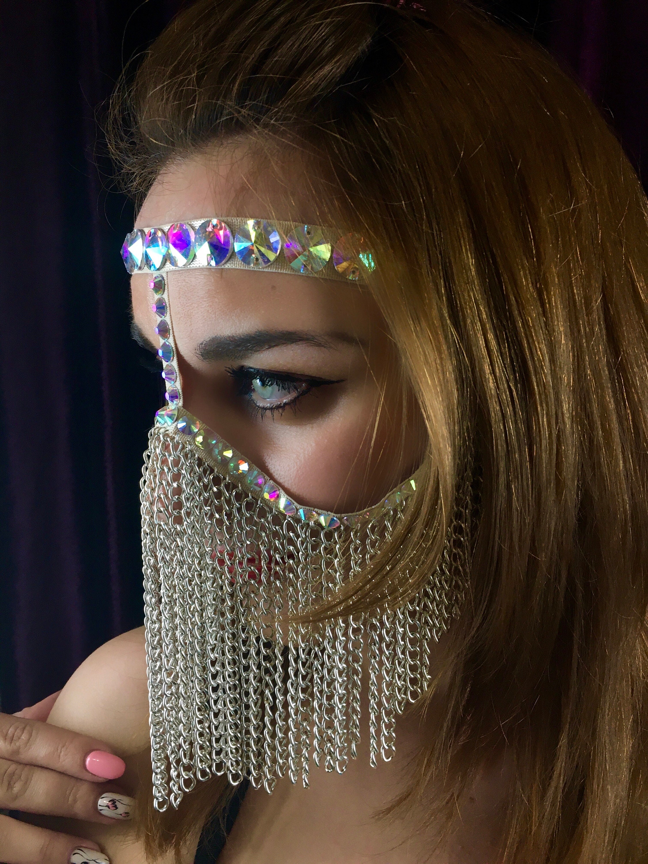 Handmade face mask hair face chain full face mask cute mask Etsy