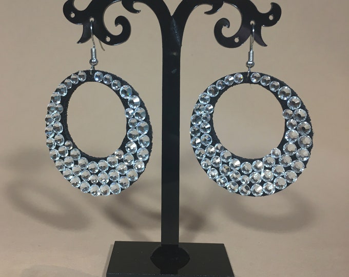 Magic round earrings by Amalia Design, ballroom dance competition jewelry, hoop rhinestones earrings, hoop latin dance earrings