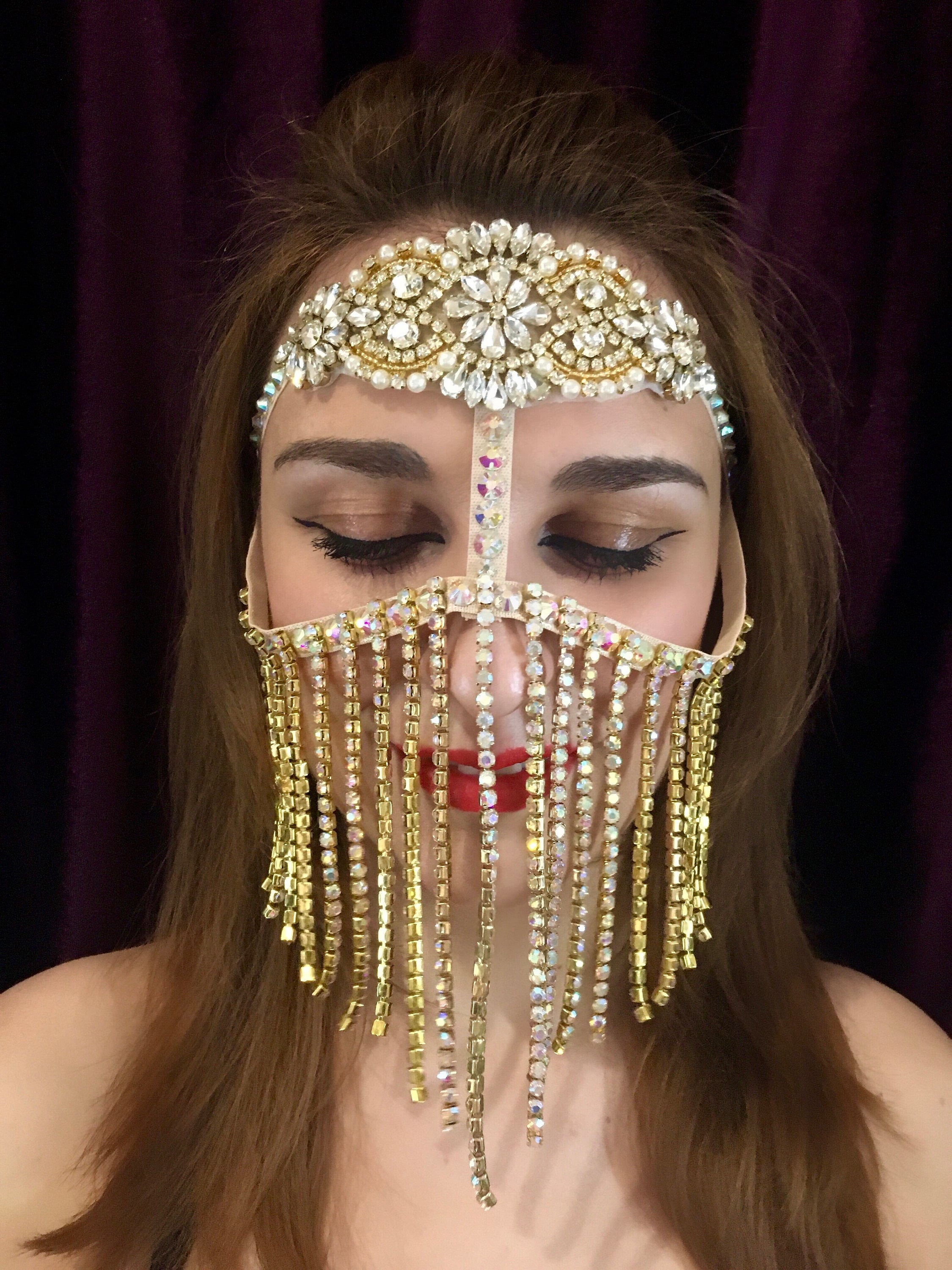 Rhinestone face mask head chain jewelry face chain jewelry Etsy