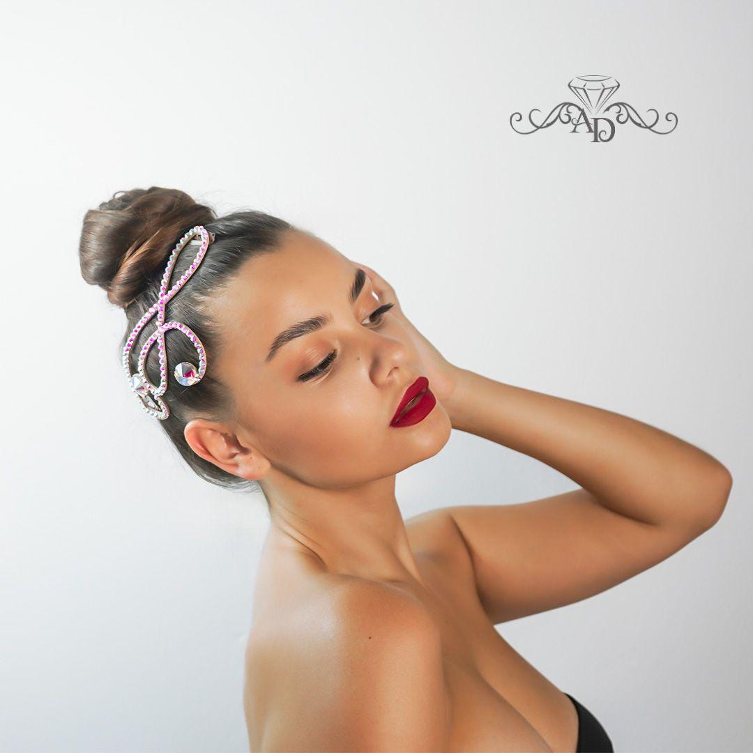 Dance Hairpiece, Rhinestone Hairpiece, Crystal Hairpiece