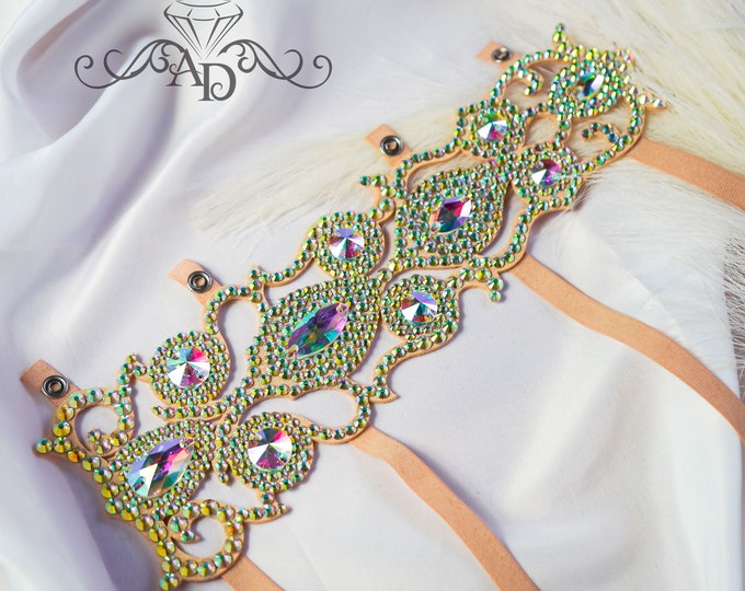 Crystal leg bracelet by Amalia Design, ballroom leg bracelet, latin dance leg bracelet,  ballroom dance leg jewelry, latin leg jewelry