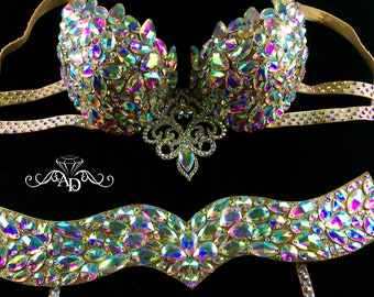 Peacock And Jeweled Bra! Follow My Instagram If You'd Like This At  Ravewearandtear Rave Costumes, Rave Style, Decorated Bras