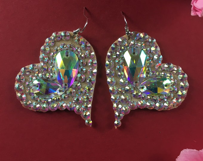 Hearts earrings by Amalia Design, ballroom earrings, bellydance earrings, dance earrings, love earrings, ballroom jewelry, bellydancer