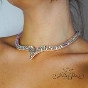Collar de baile elegante, collar de salón, collar de diamantes de imitación, joyería de baile de salón, collar latino, collar de festival, collar de escenario