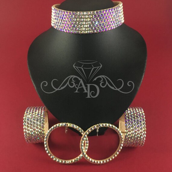 Parure De Bijoux De Bal En Or Strass 4 Pièces - Collier, Boucles D'oreilles, Bracelet, Bague Pour Soirée Ou Mariage - 2