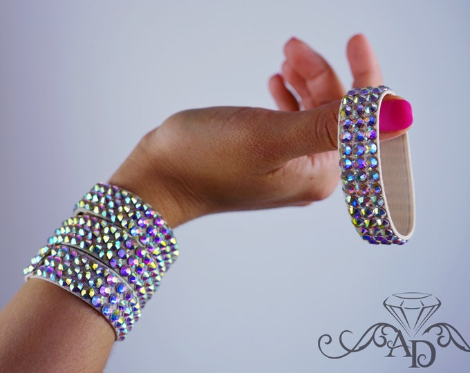 Dance elastic bracelets by Amalia Design, dance bangles, ballroom dance bracelet, belly dance jewelry, ballroom cuff, latin dance bracelet