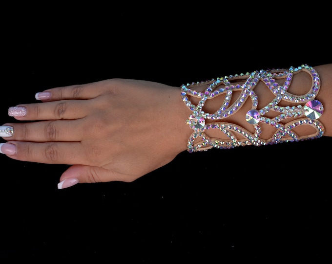 Hand bracelet "Shining" by Amalia Design, ballroom bracelet, belly dance jewelry, ballroom jewelry, rhinestone bracelet