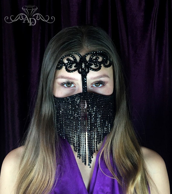 Buy Fringe Face Mask Black Girls Mask Face Chain Jewelry Online in India 